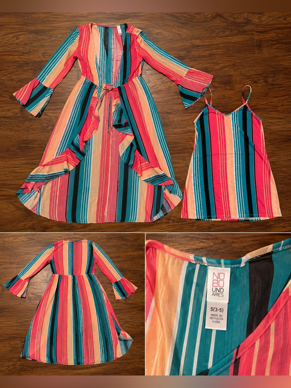 No Boundaries Striped Cover-Up & Tank Dress Set